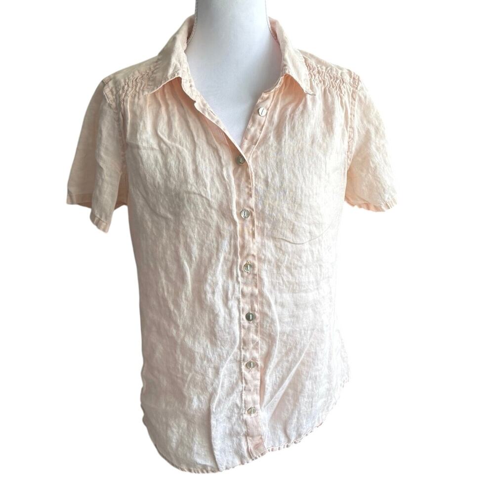 J. Jill Linen button up top sz S short sleeve beach capsule minimalist vacay